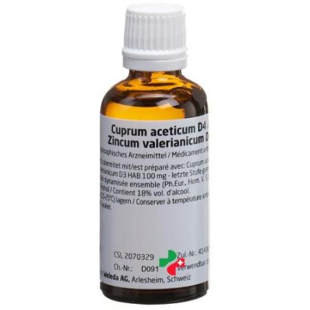 Weleda Cuprum aceticum D 4 / Zincum valerianicum D 4 dil 50 ml - PrimeCare Global